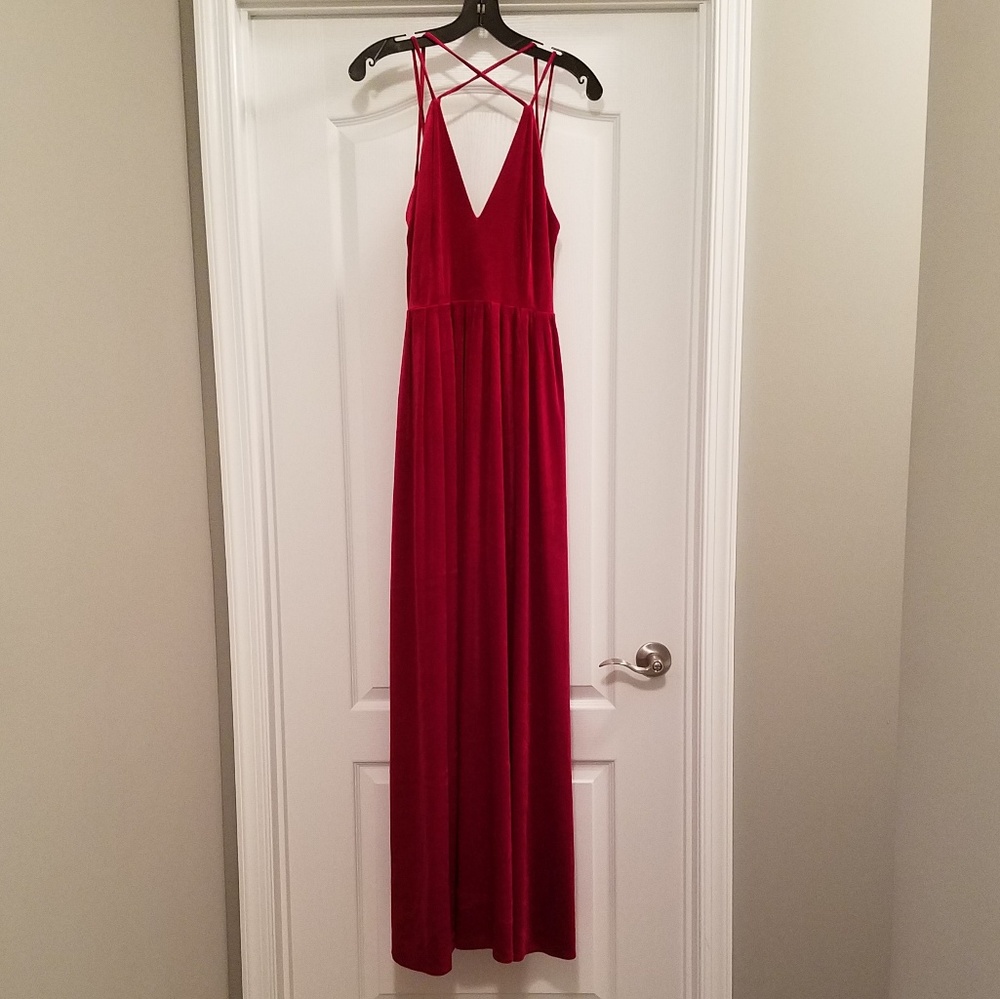 Lucy Paris red velvet formal dress